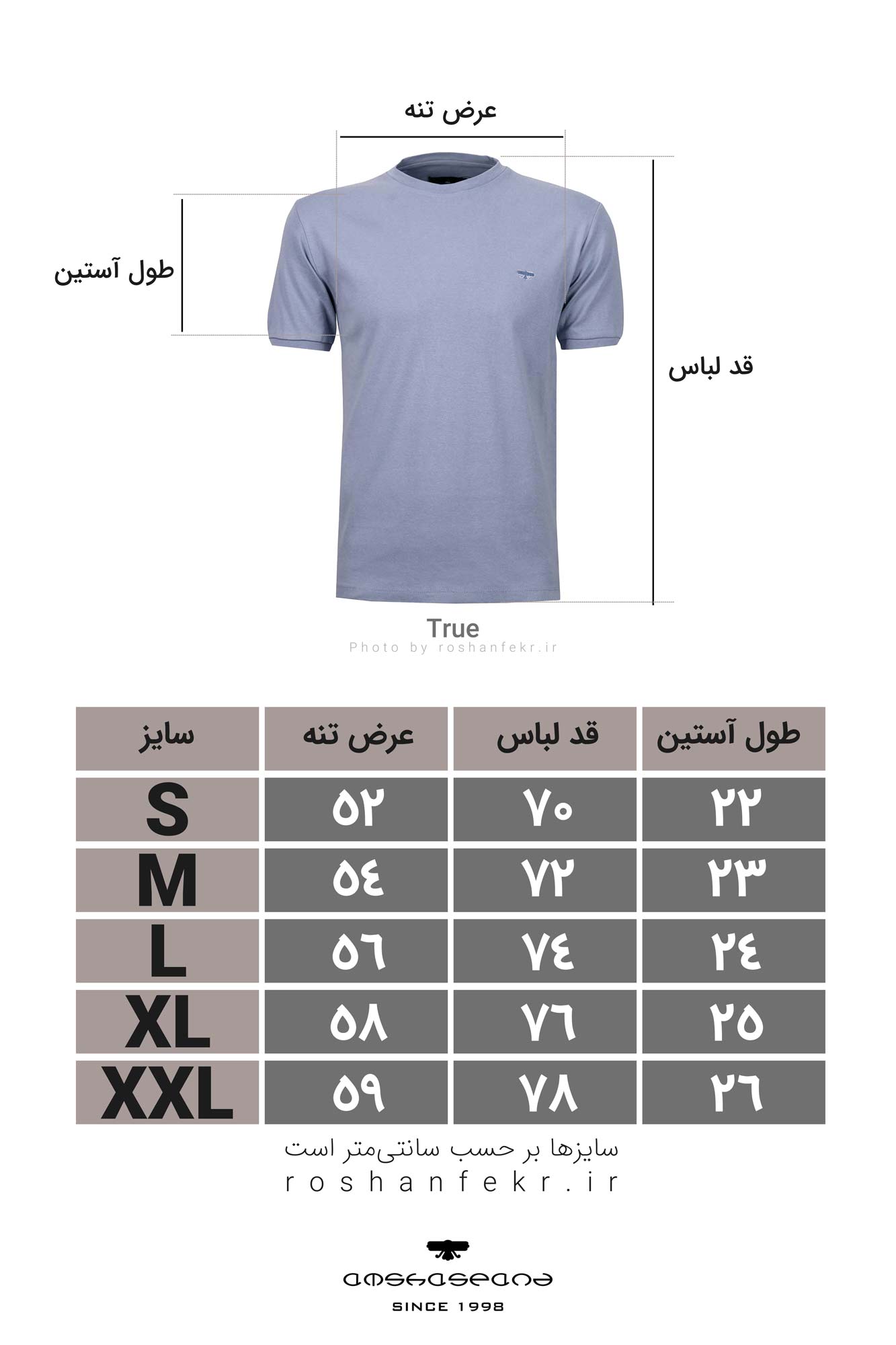 تیشرت یقه گرد True آستین کوتاه