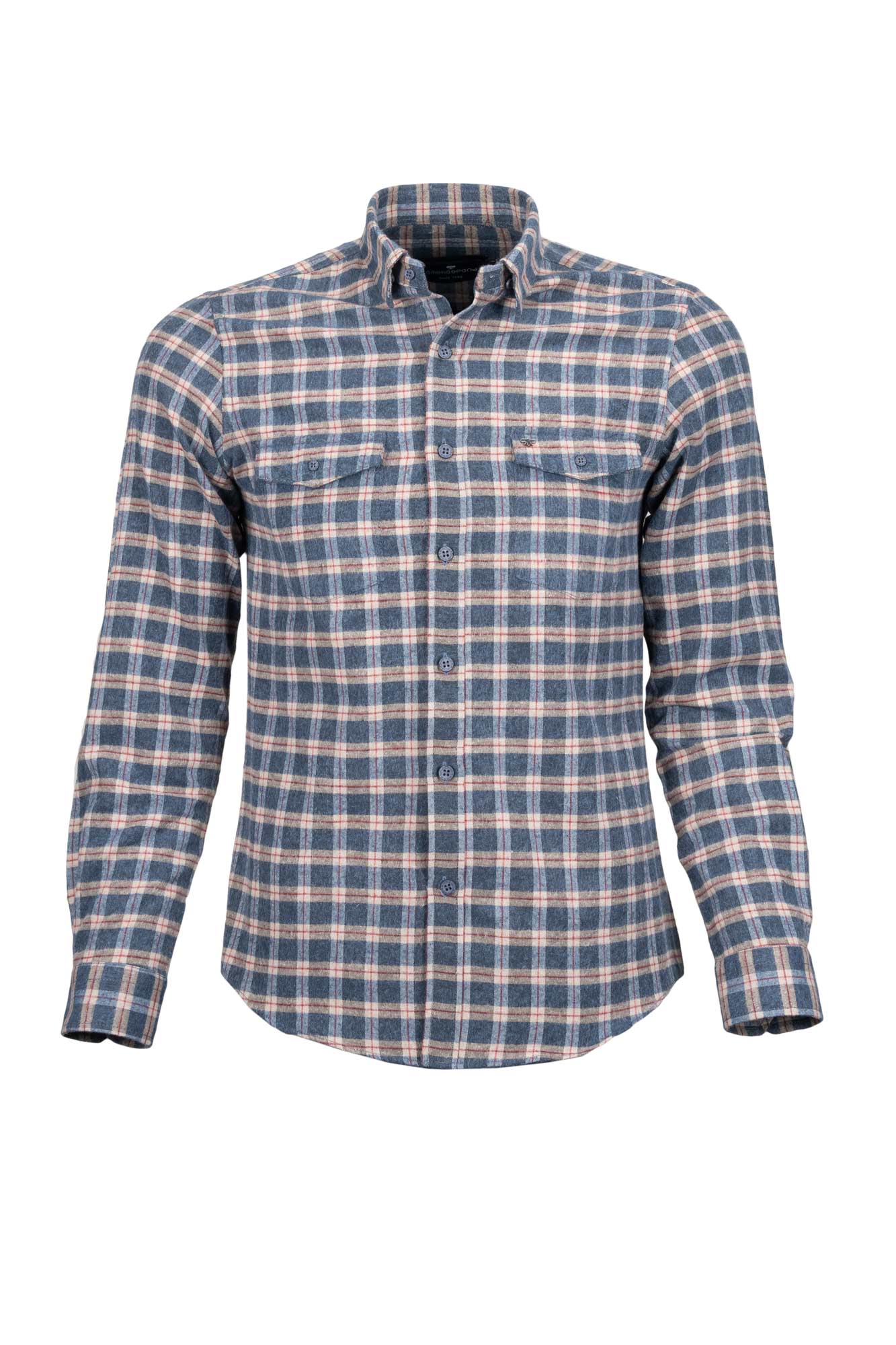 پیراهن یقه برگرد پشمی دوجیب Logic آستین بلند